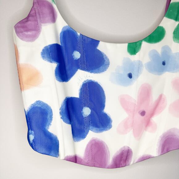 With Jean Cindy Floral Y2K Corset Crop Top Medium - Picture 4 of 11